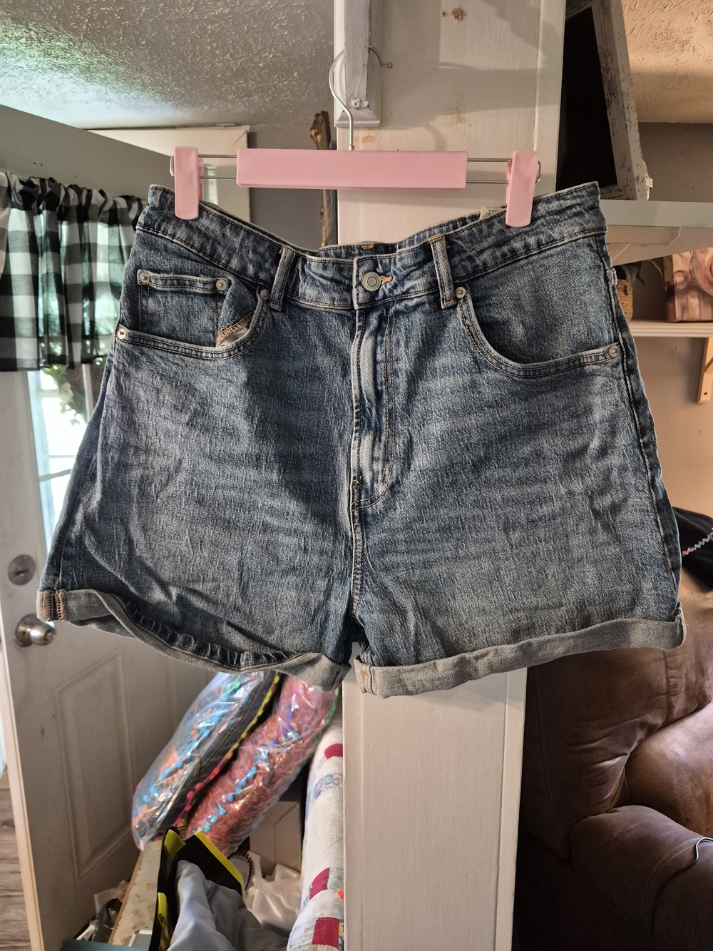 Zara Denim Roll-Hem Women's Shorts - Blue